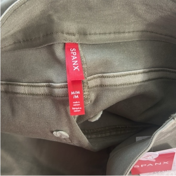 SPANX Medium Tall Pants Stretch Twill Straight Leg Pant in Olive Oil green NWT - Picture 8 of 11
